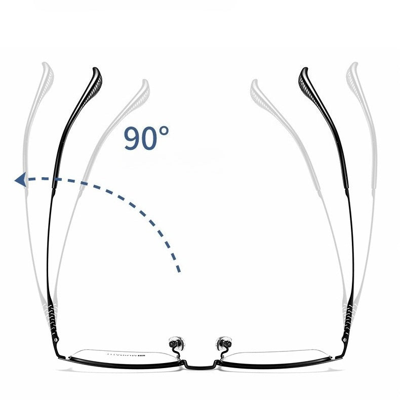 AUT028 Custom Prescription Semi-Rimless Titanium Glasses with Blue Light Lenses - AUROOA