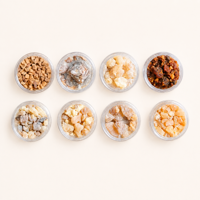 8-Bottle Frankincense Resin & Mysore Sandalwood Incense Granules Set