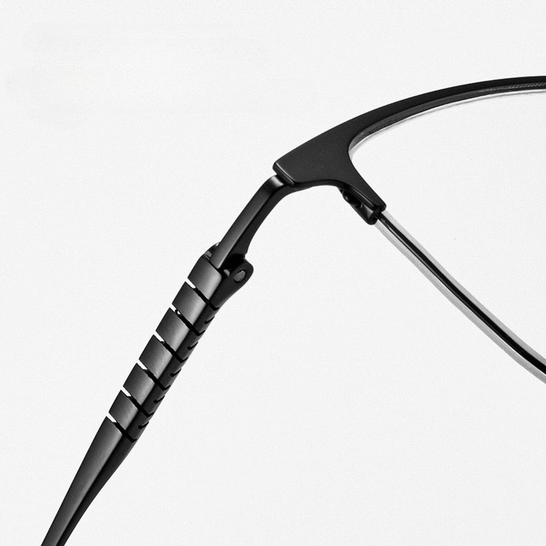 AUT028 Custom Prescription Semi-Rimless Titanium Glasses with Blue Light Lenses - AUROOA