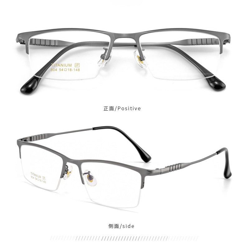 AUT017 Pure Titanium Semi-Rim Men's Glasses - Classic Business Eyewear for Nearsighted Correction - AUROOA