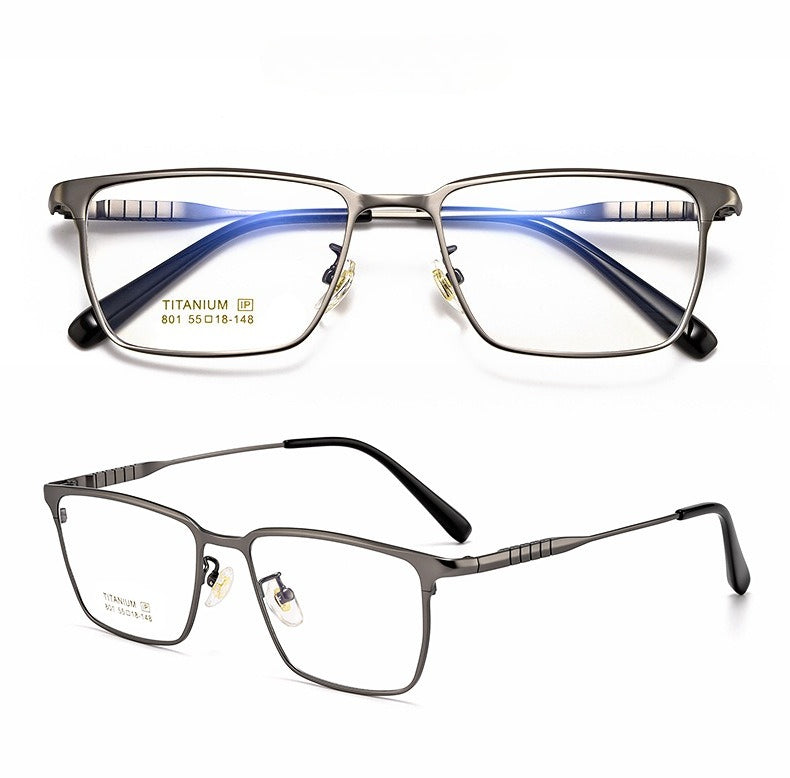AUT018 Pure Titanium Men's Business Glasses - Custom Full-Rim Prescription Glasses for Nearsighted Correction - AUROOA