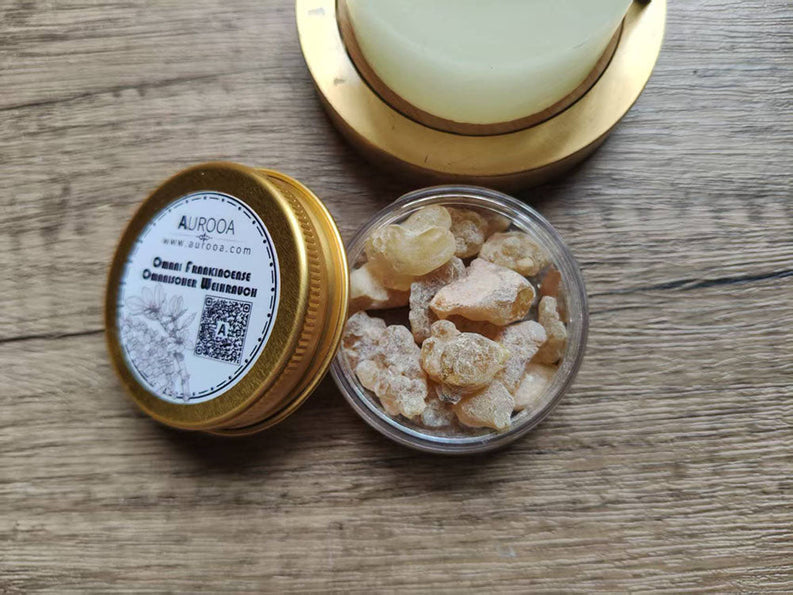 Different types of frankincense resin including Omani, Somali, Ethiopian and Indian varieties