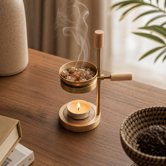 Brass Incense Burner Set – 4-in-1 Adjustable Frankincense Burner for Resin, Essential Oils, Stick & Powder Incense