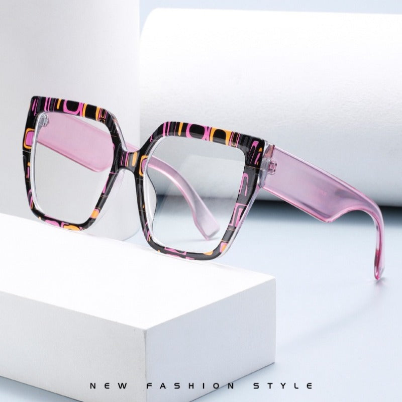 AU0019 Stylish Multi-Color Blending Large Frame Prescription Glasses for Women - Custom Full-Rim Anti-Blue Light Myopia Glasses with Lenses - AUROOA