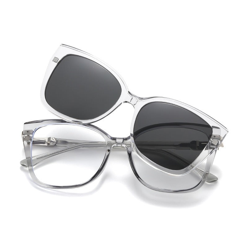 AU0012 2-in-1 Eyewear: Prescription Myopia Glasses + Polarized Sunglasses.