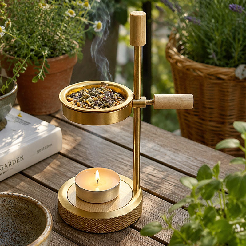 Brûleur d'encens en laiton réglable Aurooa pour résine d'encens, huiles essentielles et encens