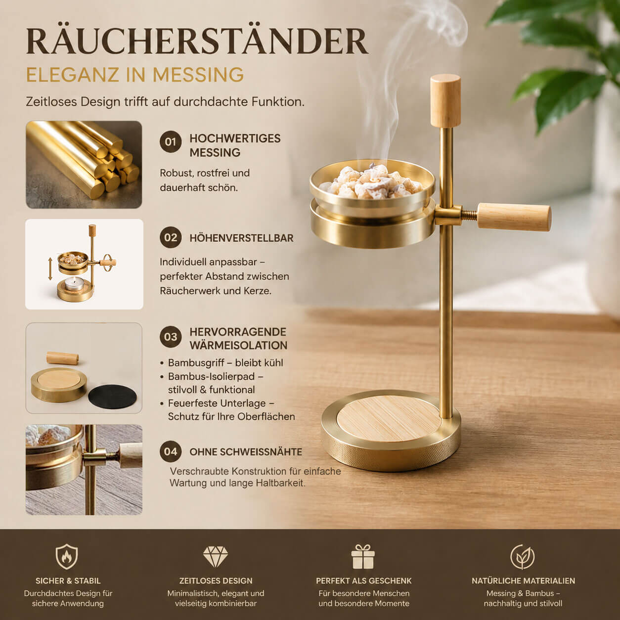 Aurooa Multifunctional Brass Incense Burner