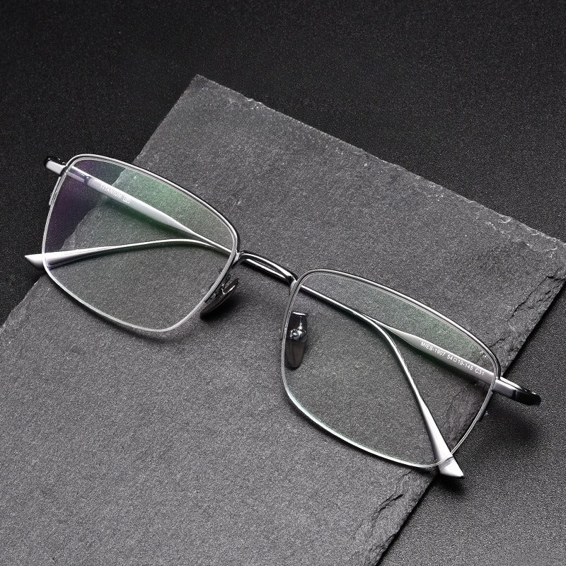 Men's Pure Titanium Semi-Rimless Prescription Glasses.