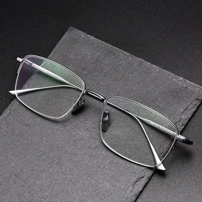 Men's Pure Titanium Semi-Rimless Prescription Glasses.