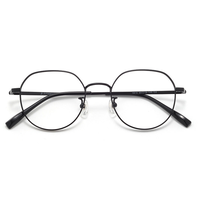 AU0008 Women's Pure Titanium Polygonal Eyeglasses with Myopia Lenses.