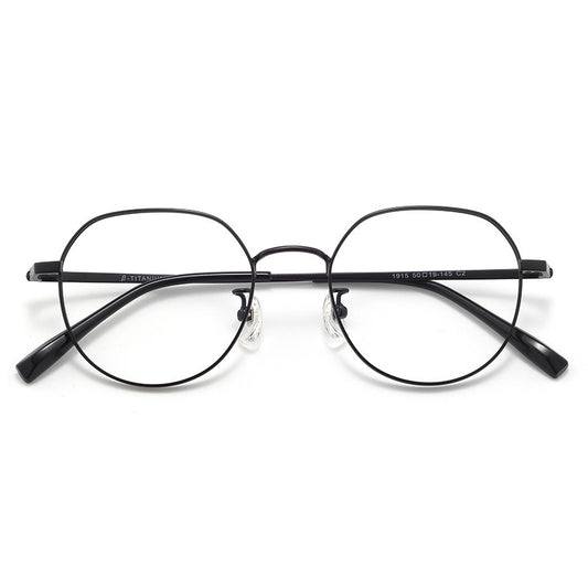 AU0008 Women's Pure Titanium Polygonal Eyeglasses with Myopia Lenses.