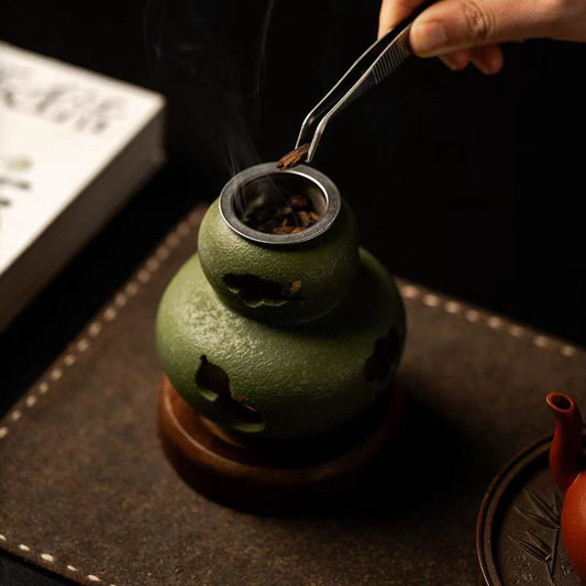 AUROOA Vintage Green Ceramic Censer | Frankincense & Essential Oil Incense Burner | Indoor Candle Warmer