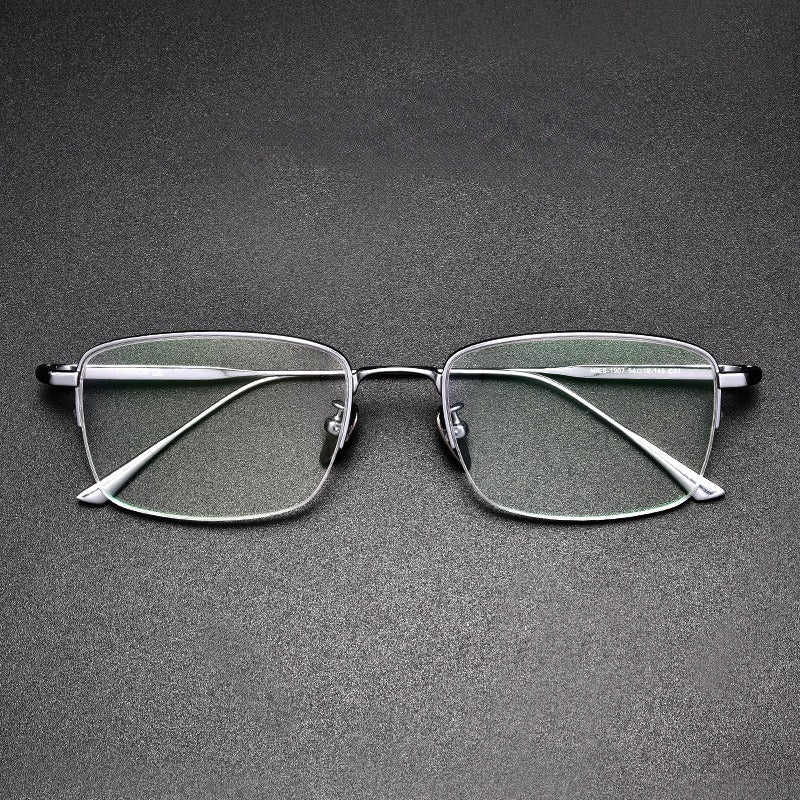 Men's Pure Titanium Semi-Rimless Prescription Glasses.