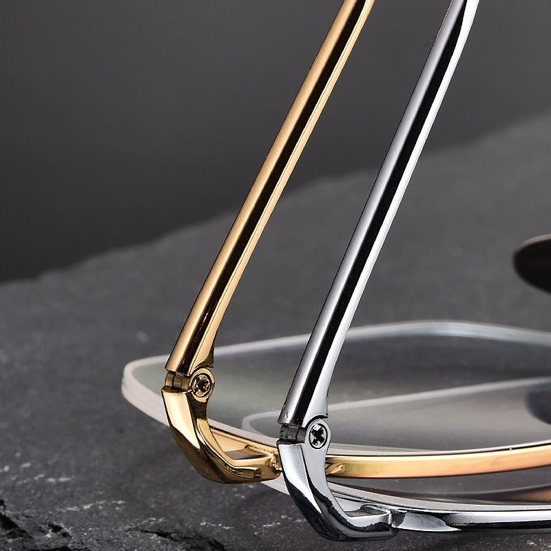 Men's Pure Titanium Semi-Rimless Prescription Glasses.