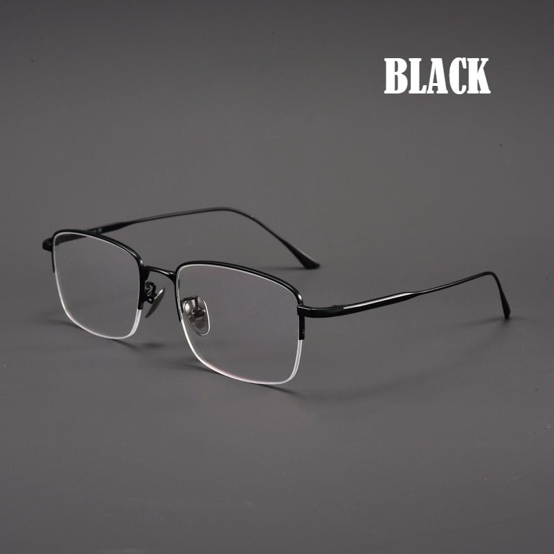 Men's Pure Titanium Semi-Rimless Prescription Glasses.