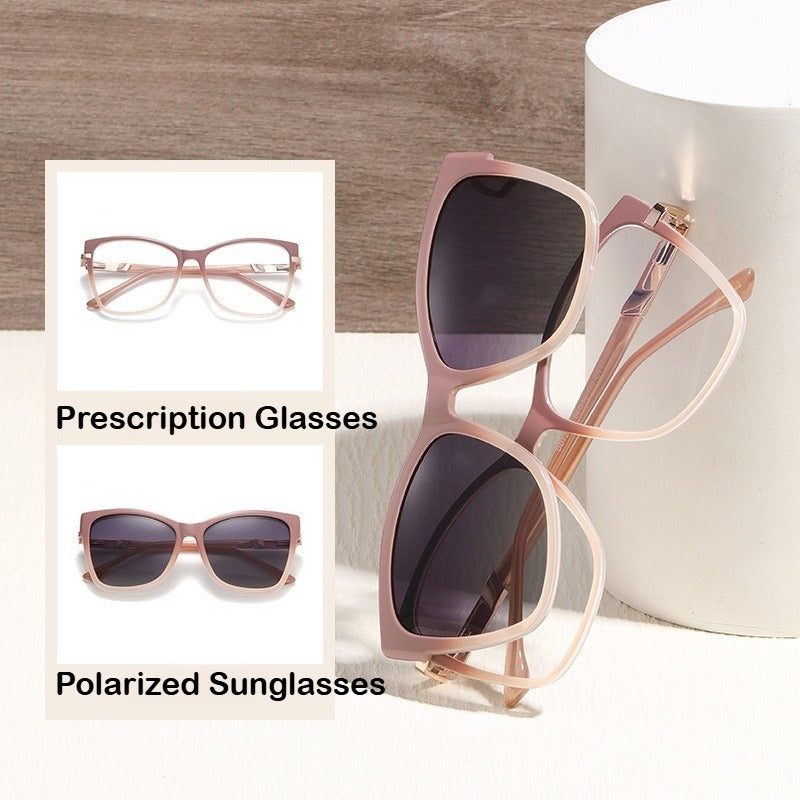 AU0012 Dual-Purpose Eyeglasses: Clear Lenses for Indoor, Tinted Clip-On for Outdoor.