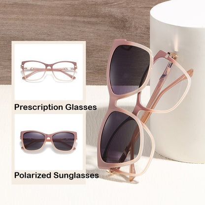 AU0012 Dual-Purpose Eyeglasses: Clear Lenses for Indoor, Tinted Clip-On for Outdoor.