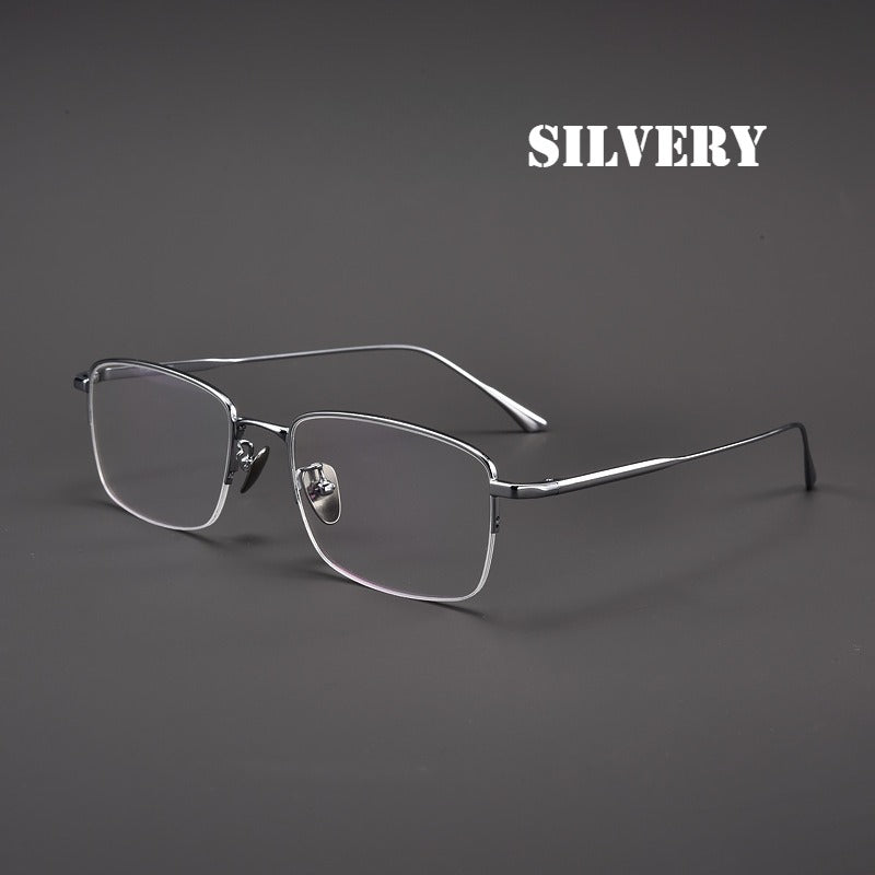 Men's Pure Titanium Semi-Rimless Prescription Glasses.