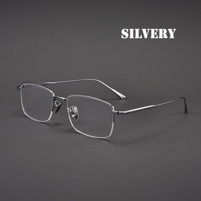 Men's Pure Titanium Semi-Rimless Prescription Glasses.