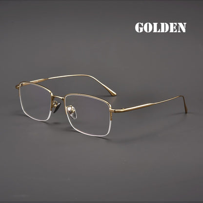 Men's Pure Titanium Semi-Rimless Prescription Glasses.