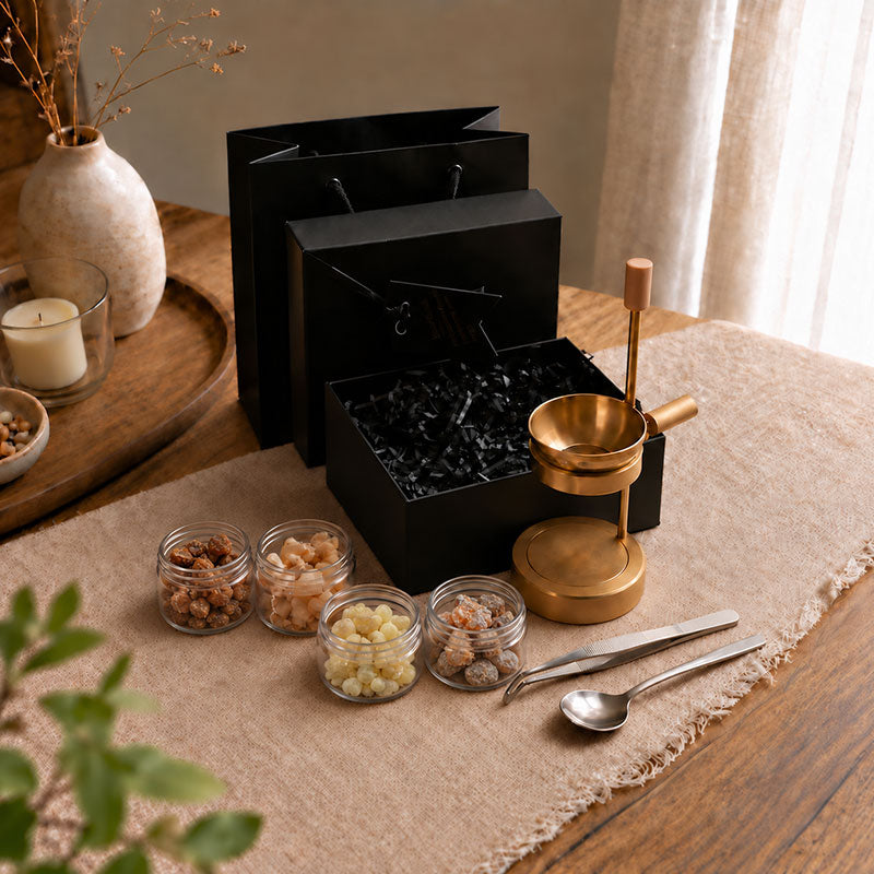 4 Resins Frankincense & Myrrh Brass Set - Gift set