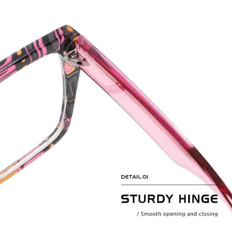 AU0019 Stylish Multi-Color Blending Large Frame Prescription Glasses for Women - Custom Full-Rim Anti-Blue Light Myopia Glasses with Lenses - AUROOA