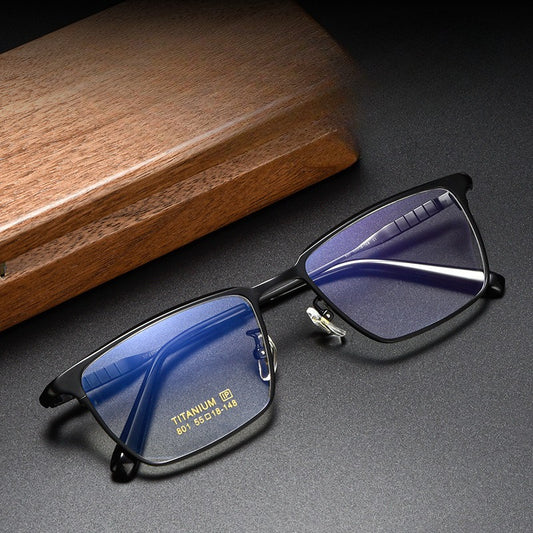 AUT018 Pure Titanium Men's Business Glasses - Custom Full-Rim Prescription Glasses for Nearsighted Correction - AUROOA