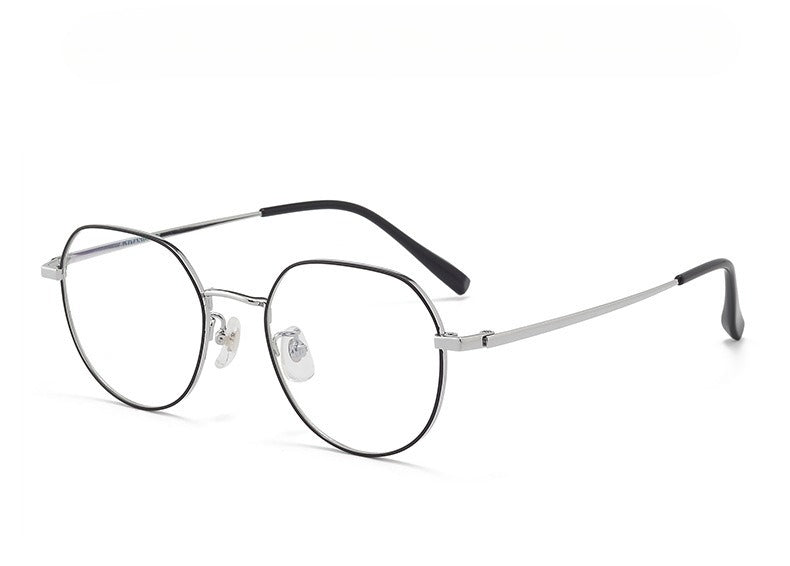 AU0008 Women's Pure Titanium Polygonal Eyeglasses with Myopia Lenses.