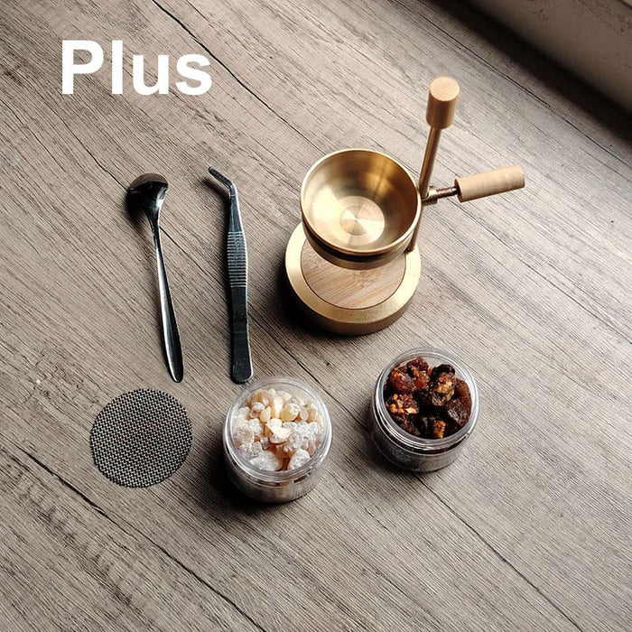 Brûleur d'encens en laiton réglable Aurooa pour résine d'encens, huiles essentielles et encens