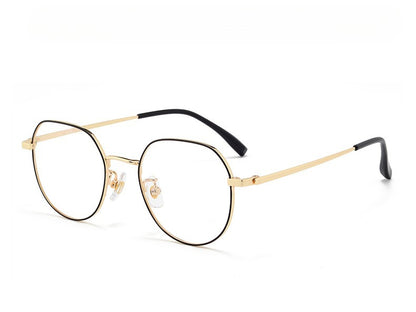 AU0008 Women's Pure Titanium Polygonal Eyeglasses with Myopia Lenses.