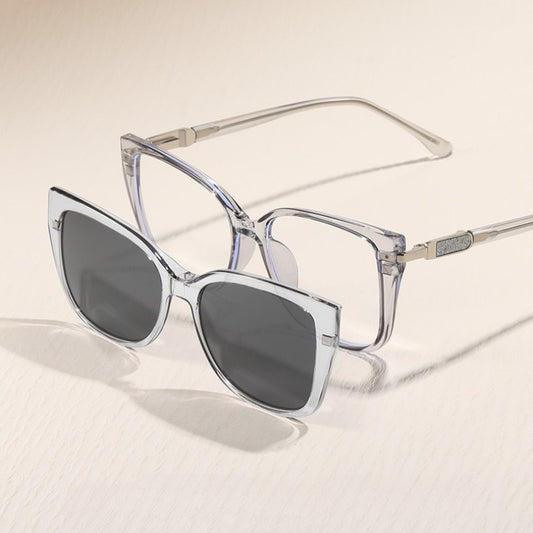 AU0012 2-in-1 Eyewear: Prescription Myopia Glasses + Polarized Sunglasses.